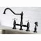 Kingston Brass KS3270PXBS Restoration 8" Bridge Kitchen Faucet W/ Sprayer, Matte Black KS3270PXBS - alternate 7